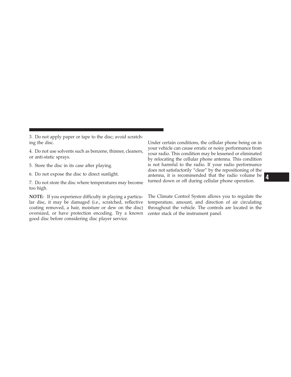 Radio operation and cellular phones, Climate controls | Dodge 2010 Journey User Manual | Page 270 / 512
