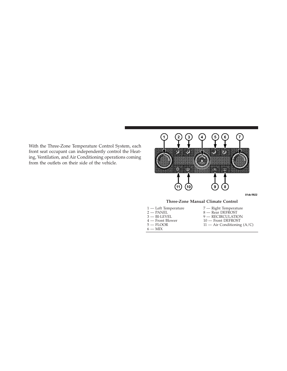 Three-zone manual air conditioning and, Heating systems — if equipped | Dodge 2010 Journey User Manual | Page 275 / 512