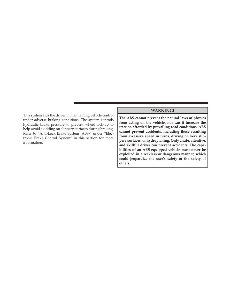 Anti-lock brake system (abs) | Dodge 2010 Journey User Manual | Page 317 / 512