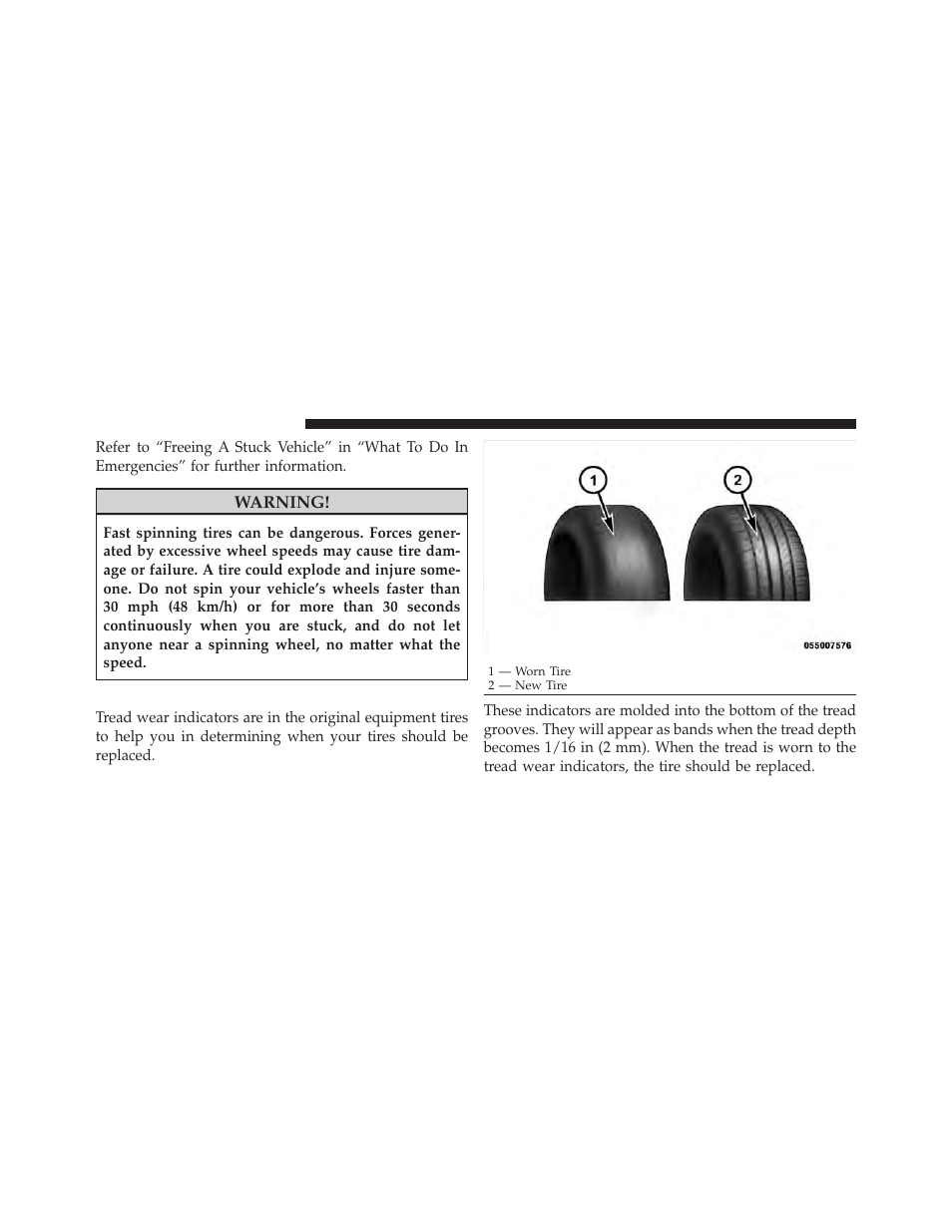 Tread wear indicators | Dodge 2010 Journey User Manual | Page 341 / 512