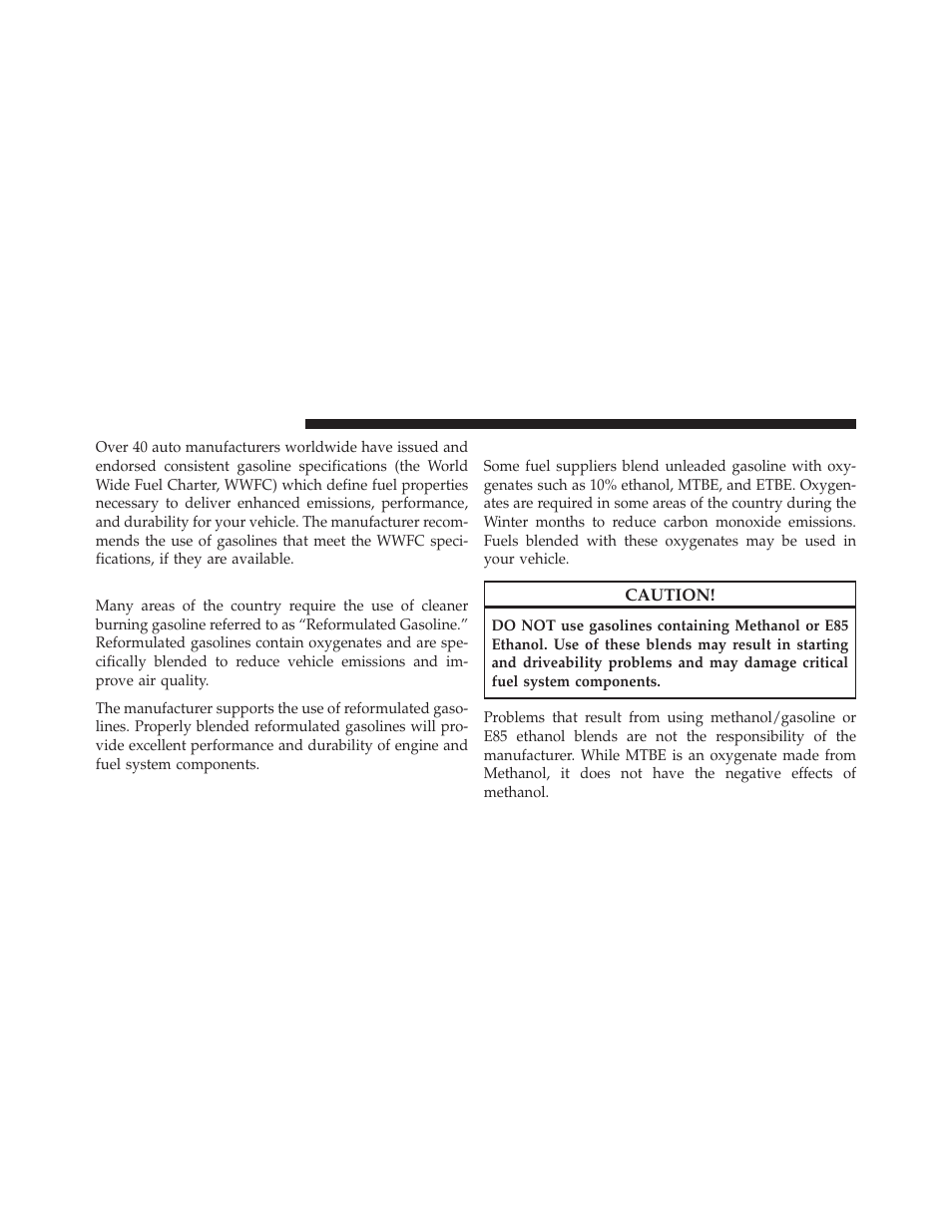 Reformulated gasoline, Gasoline/oxygenate blends | Dodge 2010 Journey User Manual | Page 355 / 512