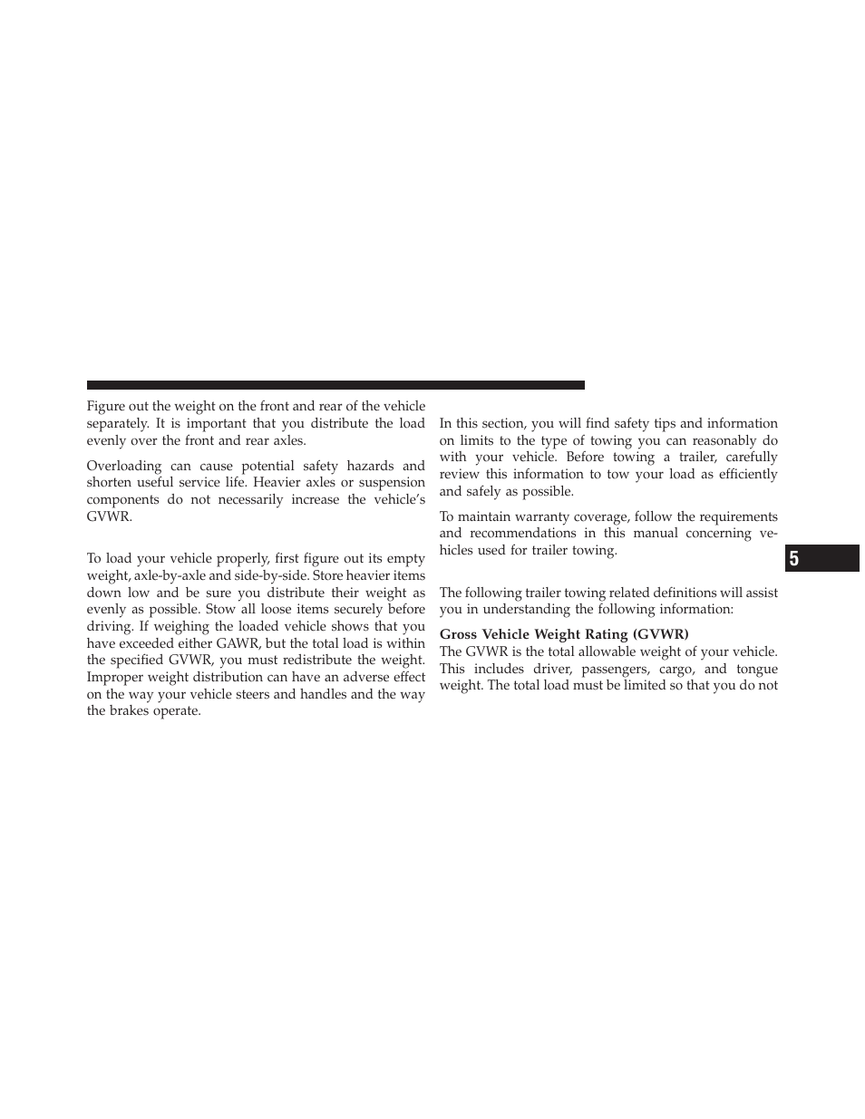 Loading, Trailer towing, Common towing definitions | Dodge 2010 Journey User Manual | Page 362 / 512