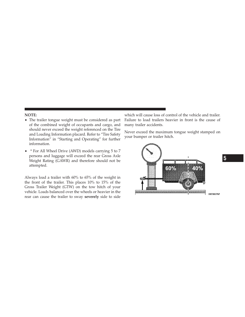 Trailer and tongue weight | Dodge 2010 Journey User Manual | Page 370 / 512