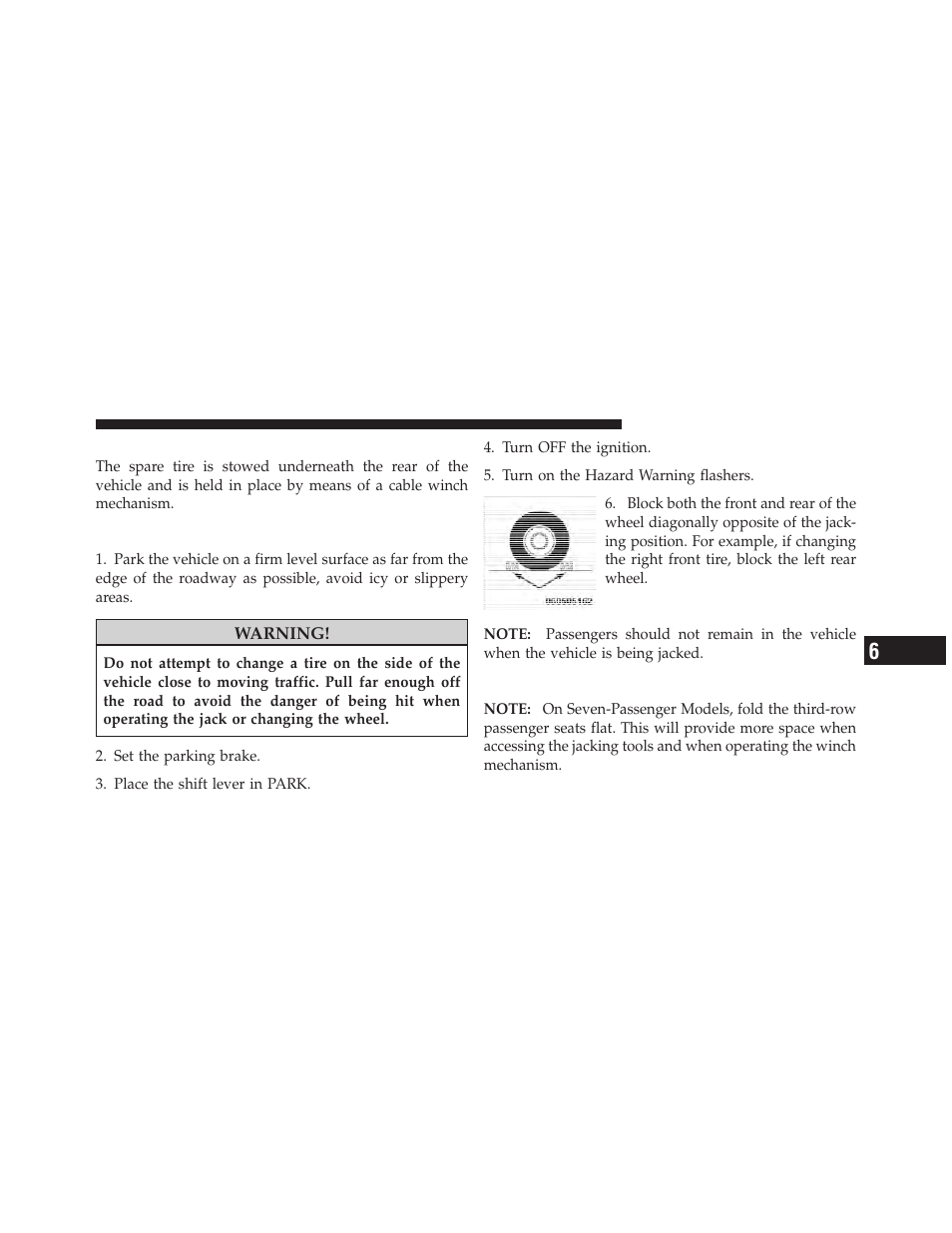 Spare tire location, Preparations for jacking, Spare tire removal | Dodge 2010 Journey User Manual | Page 384 / 512