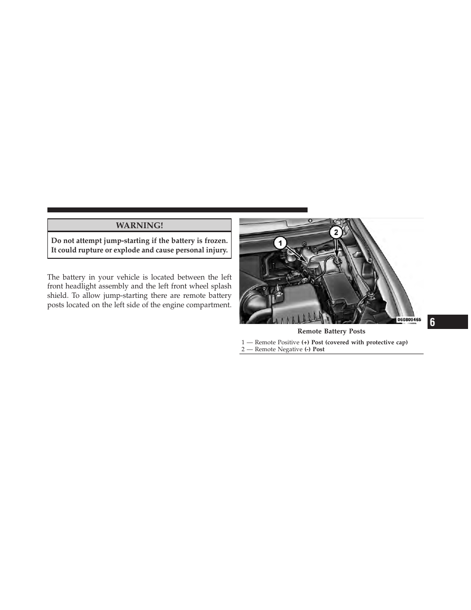 Preparations for jump-start | Dodge 2010 Journey User Manual | Page 394 / 512