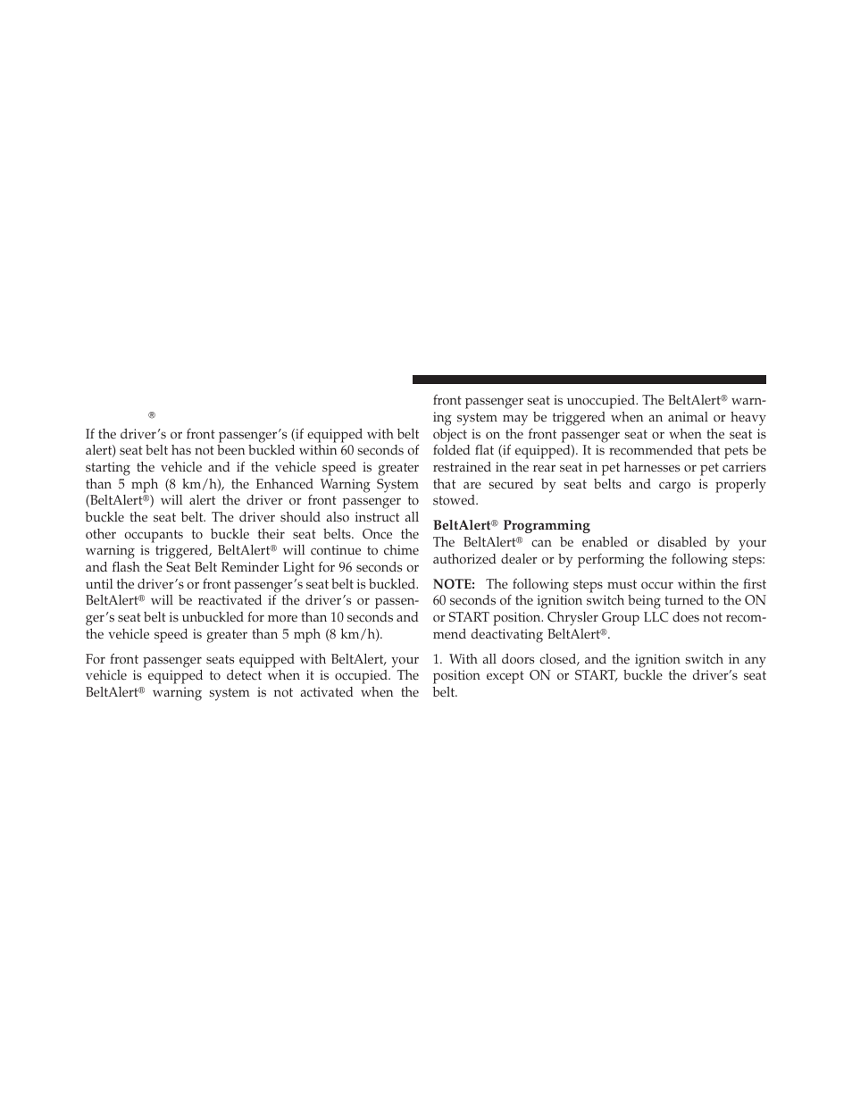 Enhanced seat belt use reminder system (beltalert), Enhanced seat belt use reminder system, Beltalert | Dodge 2010 Journey User Manual | Page 53 / 512