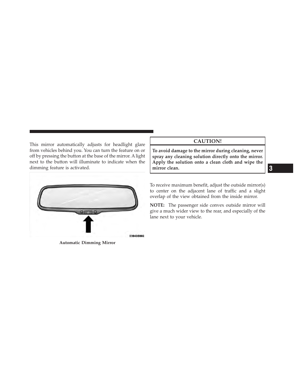 Automatic dimming mirror — if equipped, Outside mirrors | Dodge 2010 Journey User Manual | Page 96 / 512