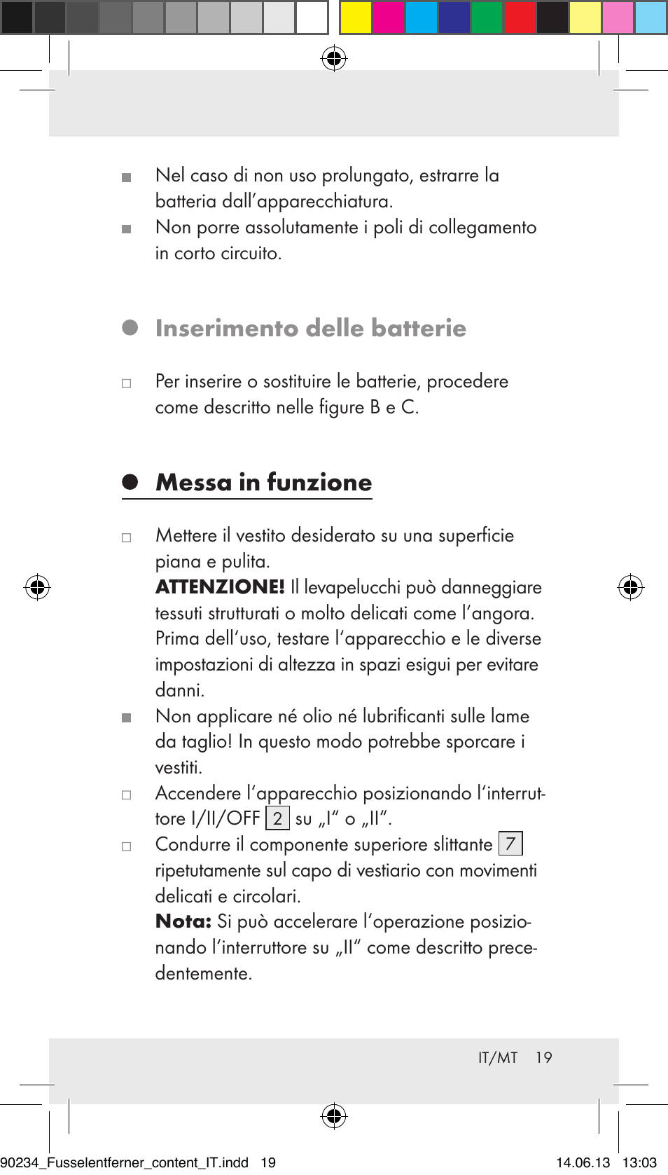 Inserimento delle batterie, Messa in funzione | Aquapur Z31511 Lint Remover User Manual | Page 19 / 45