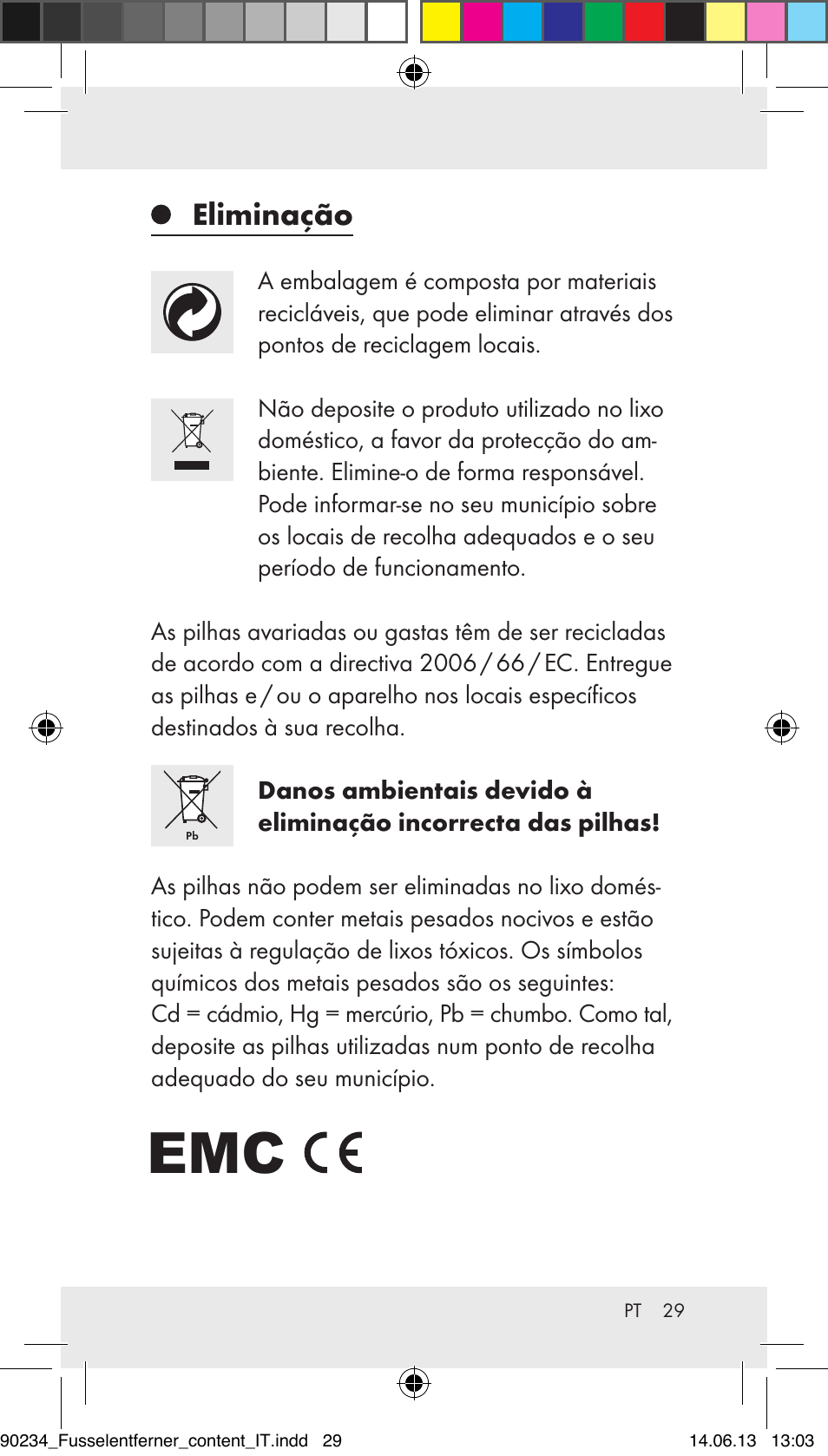 Eliminação | Aquapur Z31511 Lint Remover User Manual | Page 29 / 45