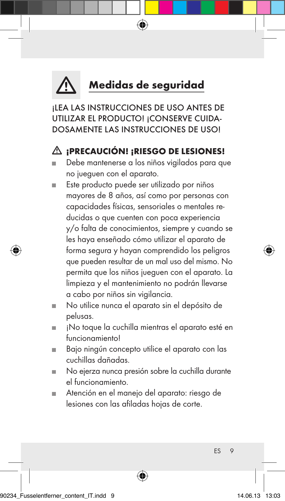 Medidas de seguridad | Aquapur Z31511 Lint Remover User Manual | Page 9 / 45