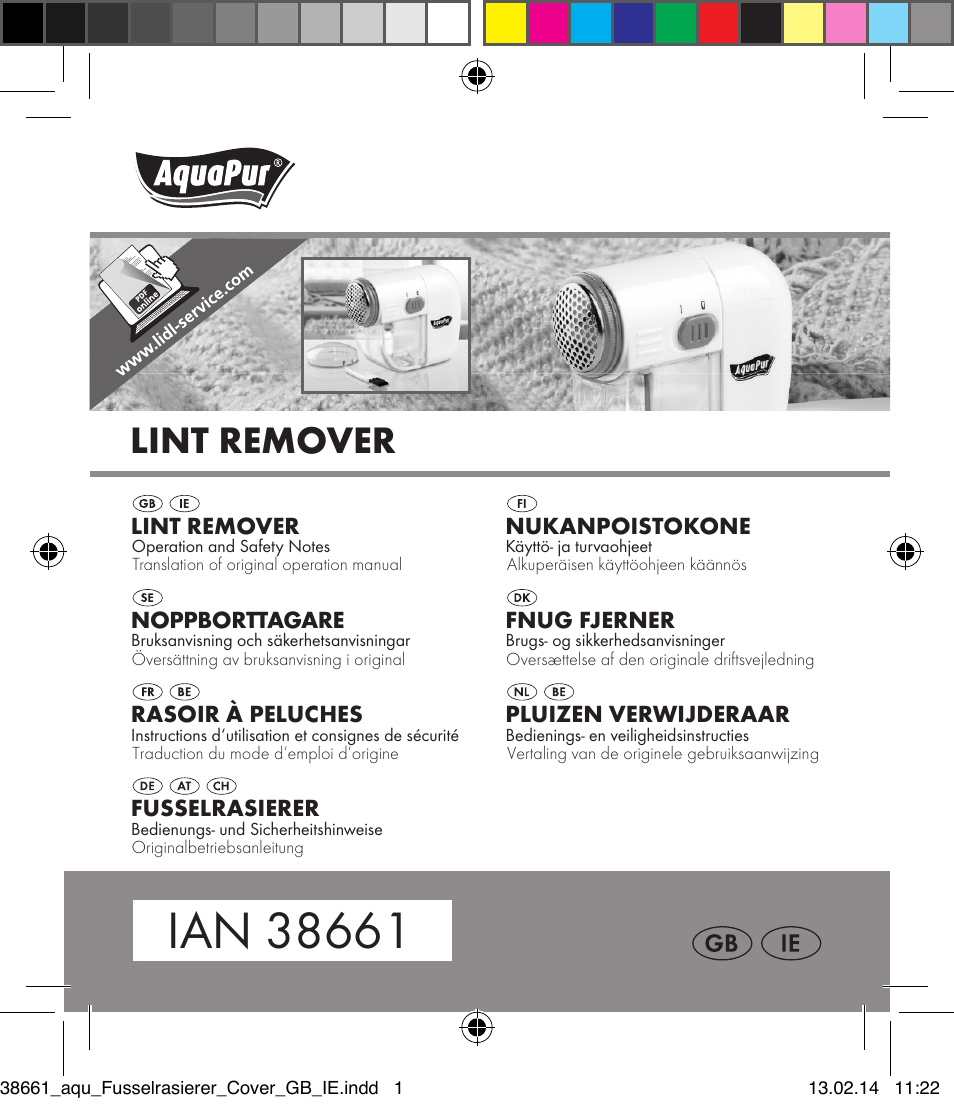 Aquapur H5773 Lint Remover User Manual | 92 pages