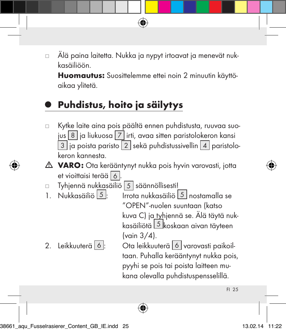 Puhdistus, hoito ja säilytys | Aquapur H5773 Lint Remover User Manual | Page 26 / 92