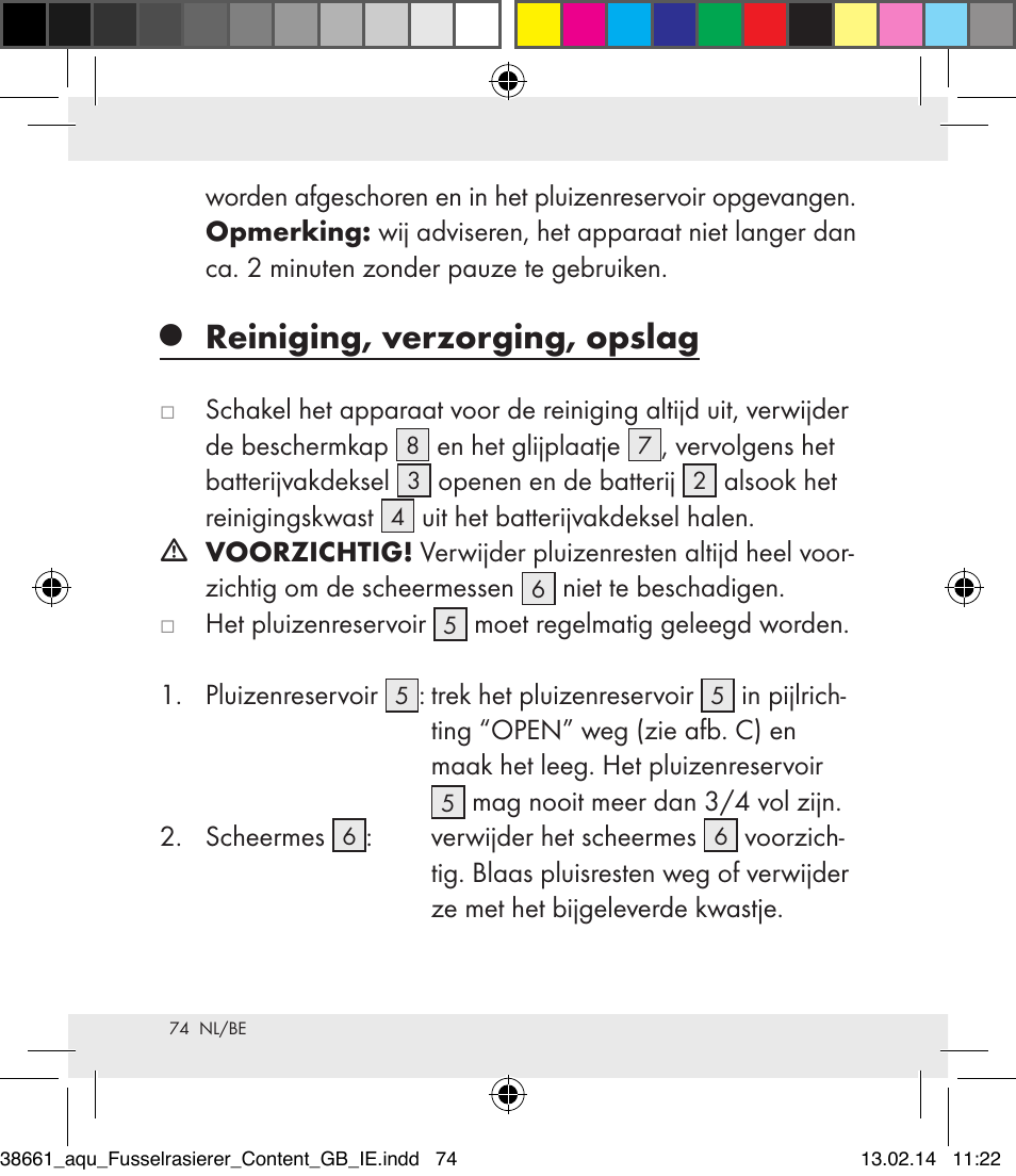 Reiniging, verzorging, opslag | Aquapur H5773 Lint Remover User Manual | Page 75 / 92