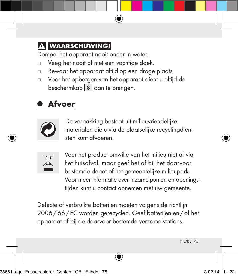 Afvoer | Aquapur H5773 Lint Remover User Manual | Page 76 / 92