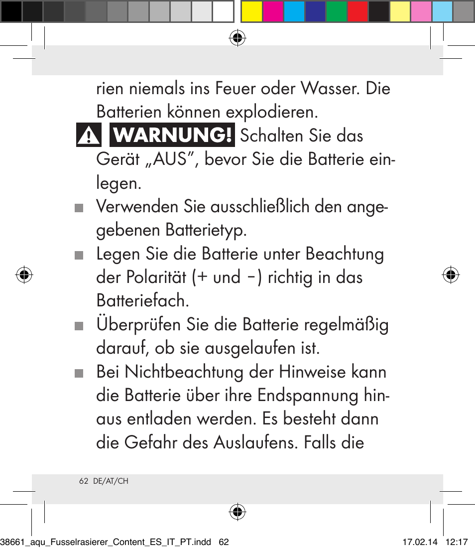 Aquapur H5773 Lint Remover User Manual | Page 62 / 69