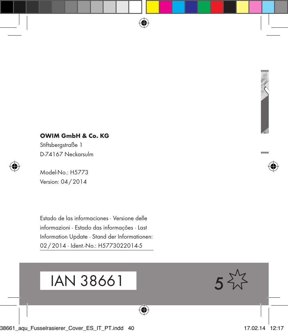 Aquapur H5773 Lint Remover User Manual | Page 69 / 69