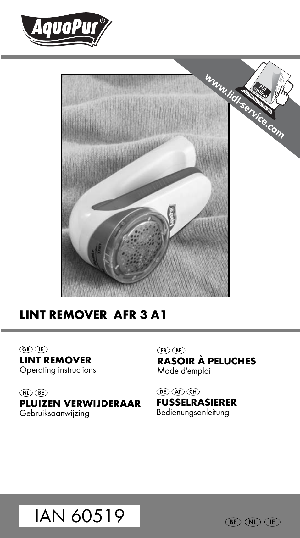 Aquapur AFR 3 A1 Lint Remover User Manual | 43 pages