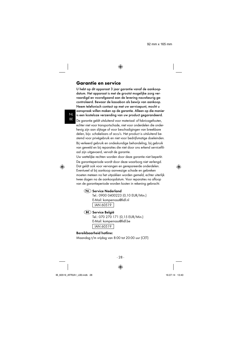 Garantie en service | Aquapur AFR 3 A1 Lint Remover User Manual | Page 31 / 43