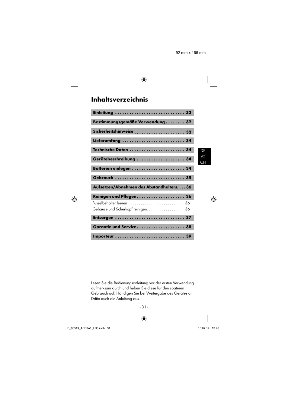 Aquapur AFR 3 A1 Lint Remover User Manual | Page 34 / 43