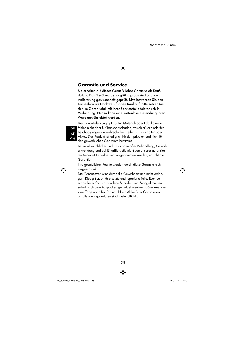 Garantie und service | Aquapur AFR 3 A1 Lint Remover User Manual | Page 41 / 43