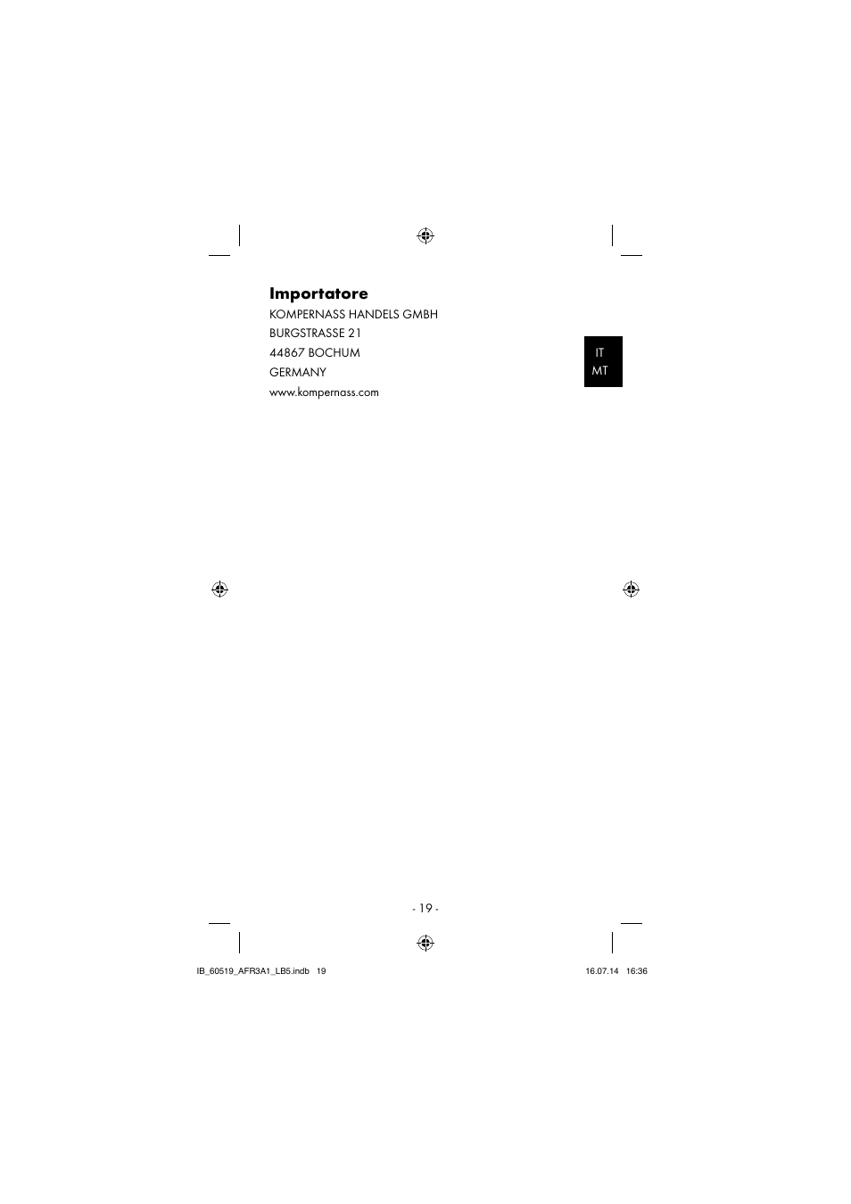 Importatore | Aquapur AFR 3 A1 Lint Remover User Manual | Page 22 / 53