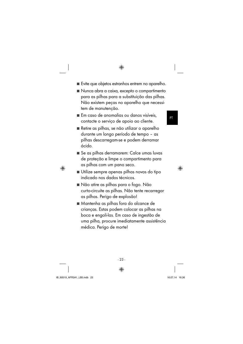 Evite que objetos estranhos entrem no aparelho | Aquapur AFR 3 A1 Lint Remover User Manual | Page 26 / 53
