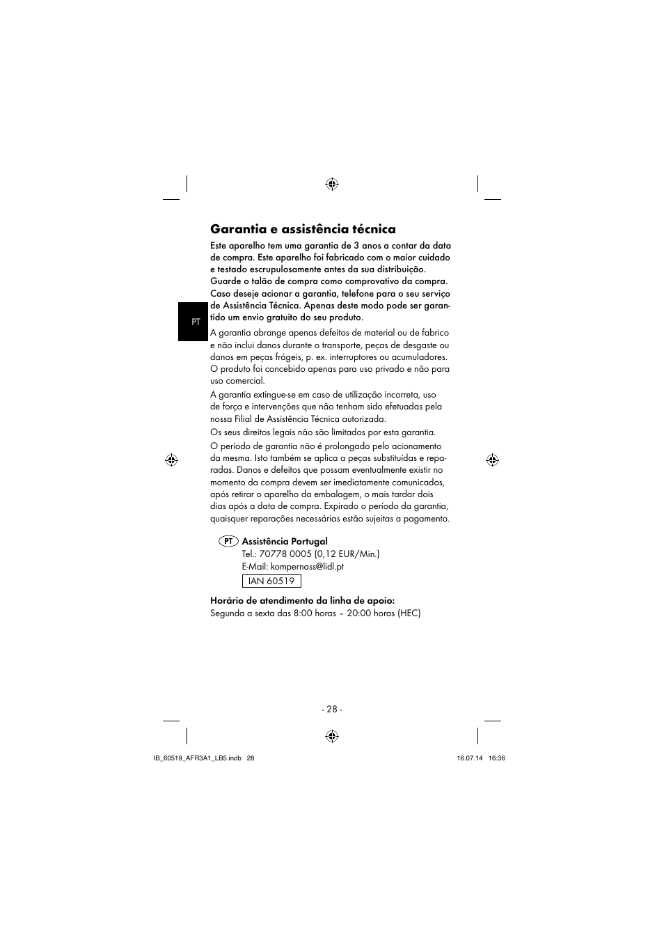 Garantia e assistência técnica | Aquapur AFR 3 A1 Lint Remover User Manual | Page 31 / 53