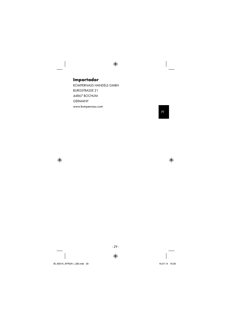 Importador | Aquapur AFR 3 A1 Lint Remover User Manual | Page 32 / 53