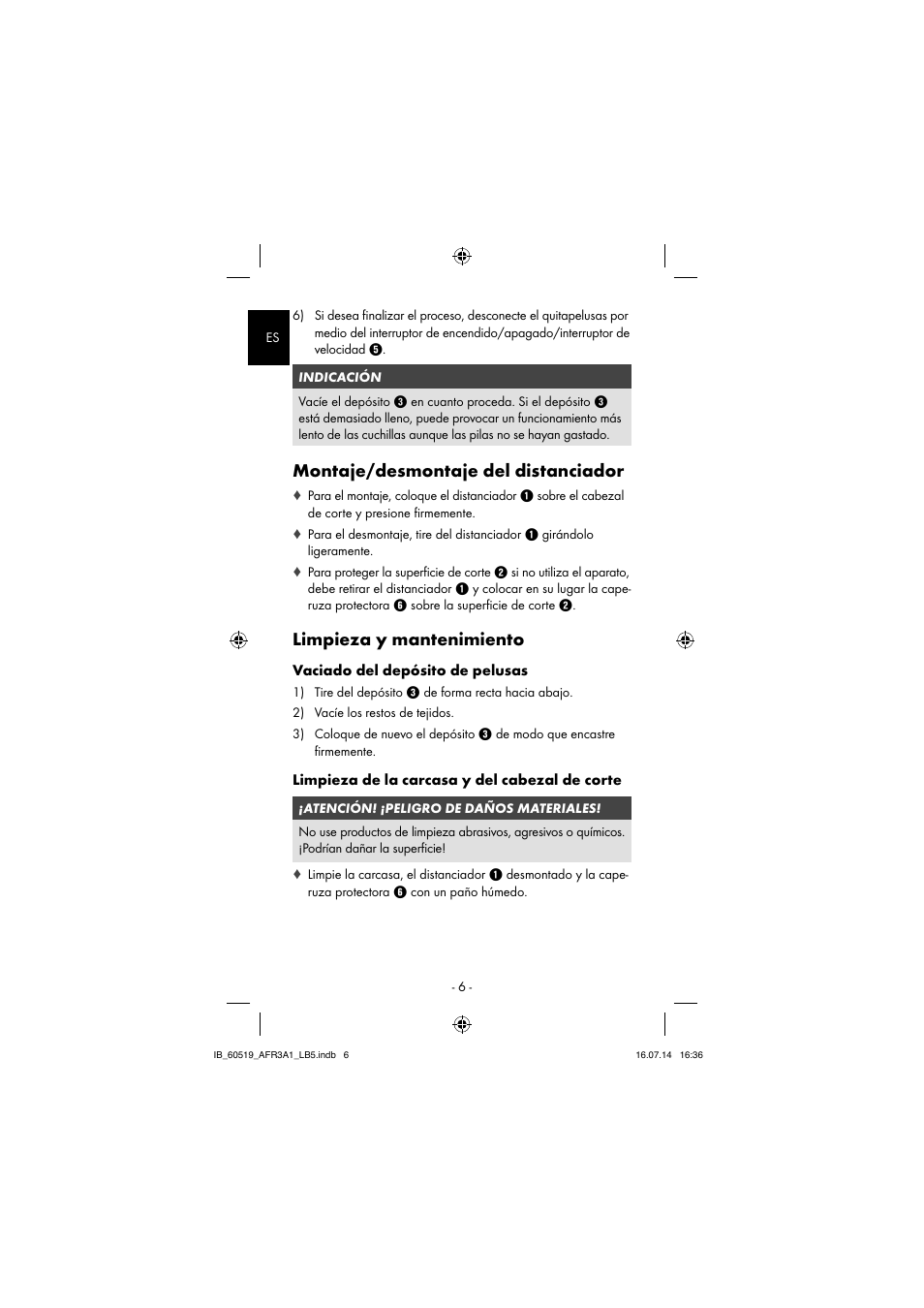 Montaje/desmontaje del distanciador, Limpieza y mantenimiento | Aquapur AFR 3 A1 Lint Remover User Manual | Page 9 / 53