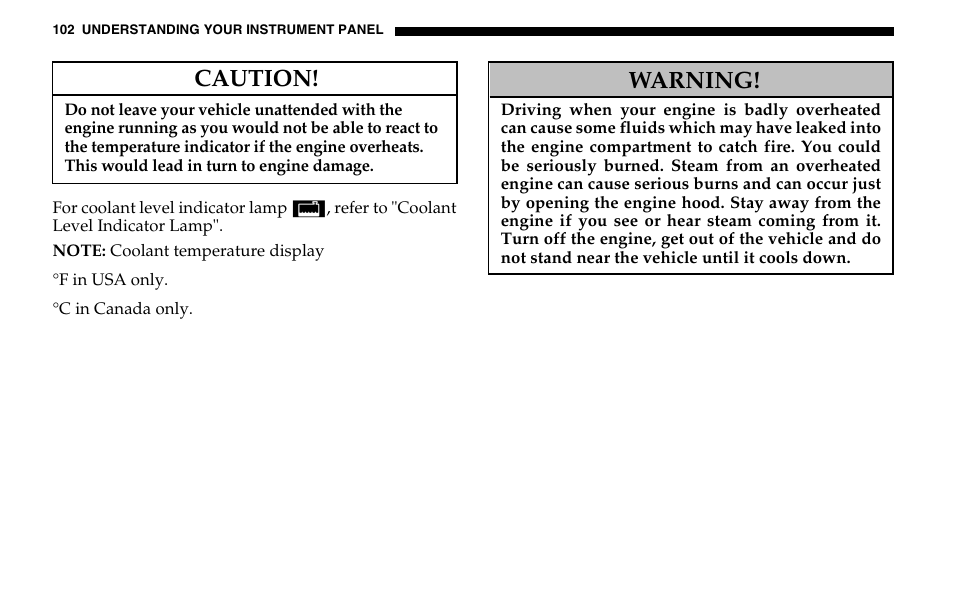 Caution, Warning | Dodge 2005 Sprinter Cab & Chassis User Manual | Page 102 / 288