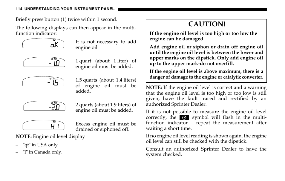 Caution | Dodge 2005 Sprinter Cab & Chassis User Manual | Page 114 / 288