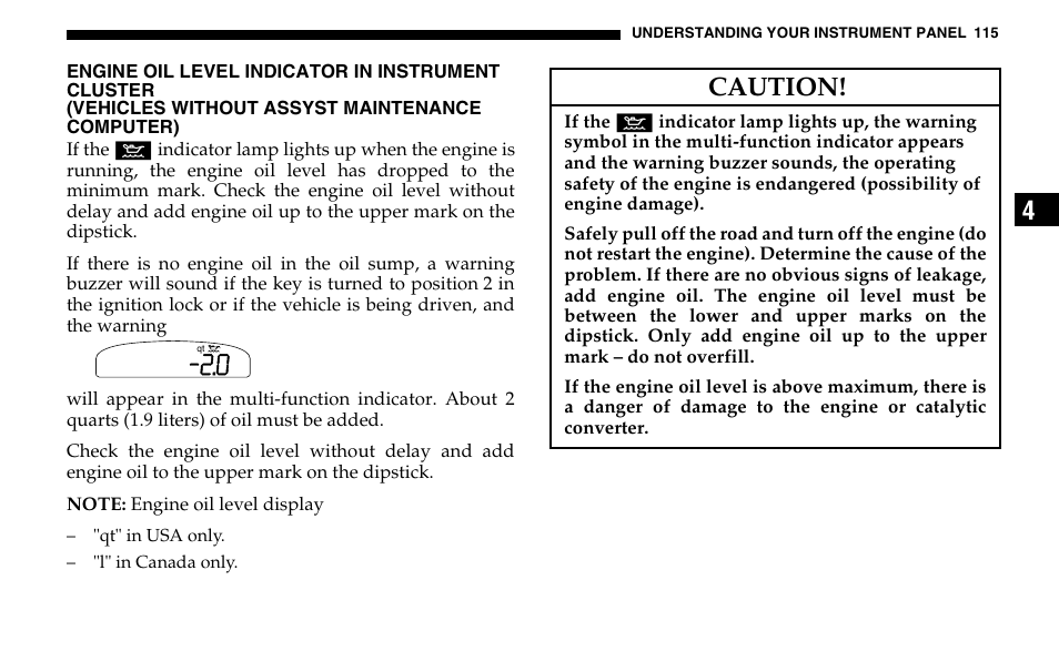 Caution | Dodge 2005 Sprinter Cab & Chassis User Manual | Page 115 / 288