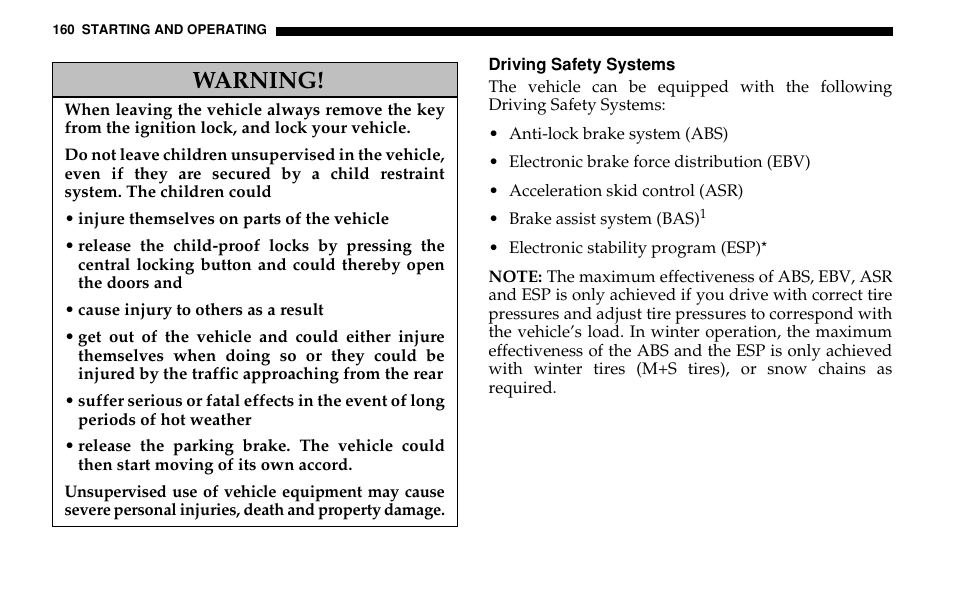 Warning | Dodge 2005 Sprinter Cab & Chassis User Manual | Page 160 / 288