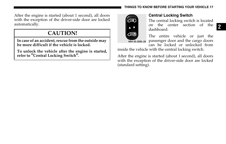 Caution | Dodge 2005 Sprinter Cab & Chassis User Manual | Page 17 / 288