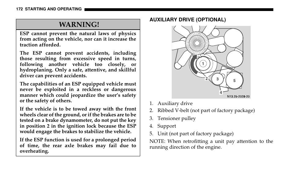 Warning | Dodge 2005 Sprinter Cab & Chassis User Manual | Page 172 / 288