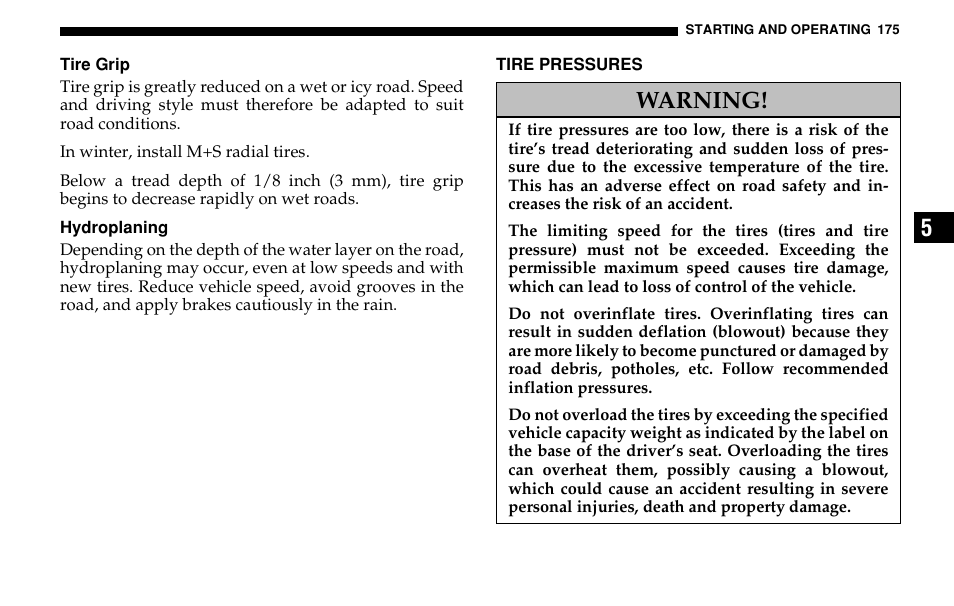 Warning | Dodge 2005 Sprinter Cab & Chassis User Manual | Page 175 / 288