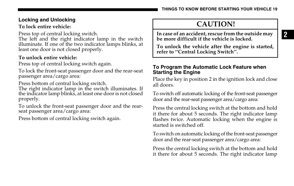 Caution | Dodge 2005 Sprinter Cab & Chassis User Manual | Page 19 / 288