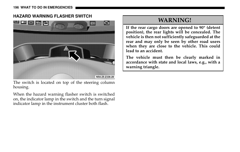 Warning | Dodge 2005 Sprinter Cab & Chassis User Manual | Page 196 / 288