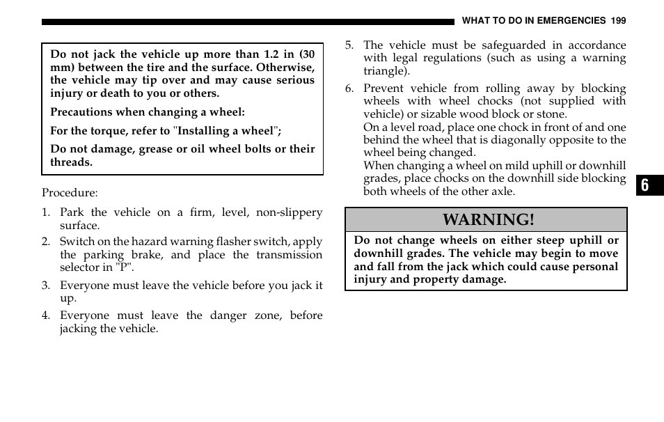 Warning | Dodge 2005 Sprinter Cab & Chassis User Manual | Page 199 / 288