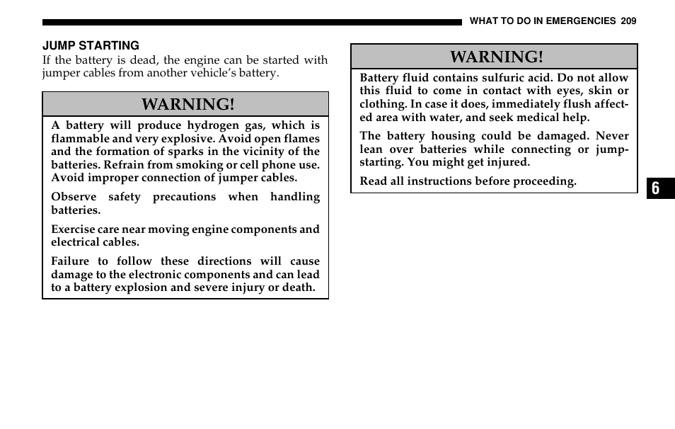 Warning | Dodge 2005 Sprinter Cab & Chassis User Manual | Page 209 / 288