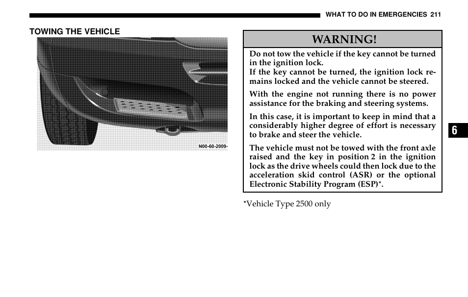 Warning | Dodge 2005 Sprinter Cab & Chassis User Manual | Page 211 / 288