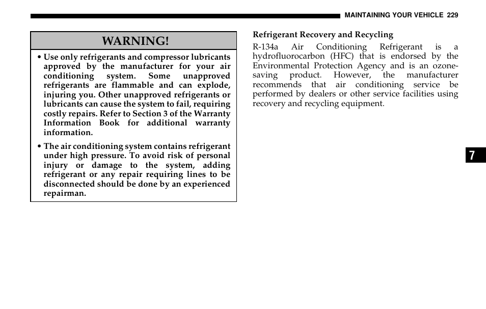 Warning | Dodge 2005 Sprinter Cab & Chassis User Manual | Page 229 / 288