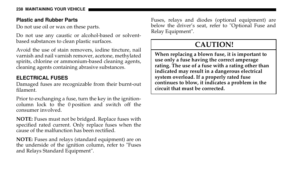 Caution | Dodge 2005 Sprinter Cab & Chassis User Manual | Page 238 / 288