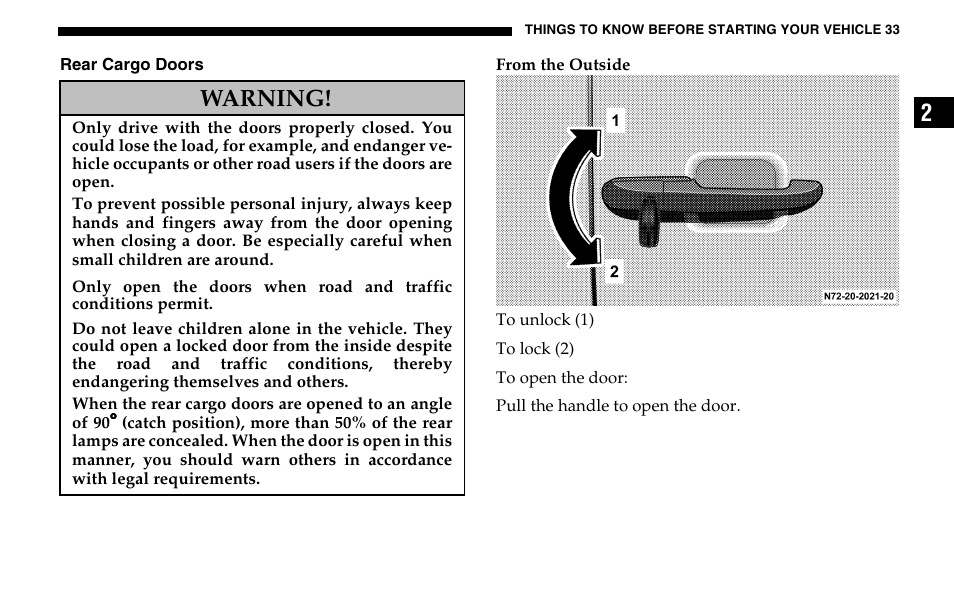 Warning | Dodge 2005 Sprinter Cab & Chassis User Manual | Page 33 / 288