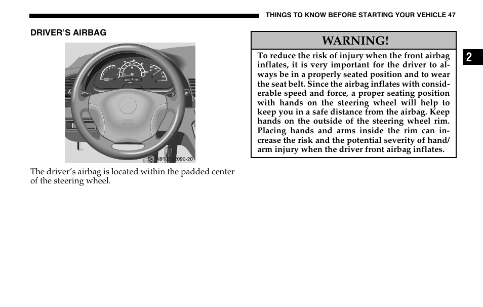 Warning | Dodge 2005 Sprinter Cab & Chassis User Manual | Page 47 / 288