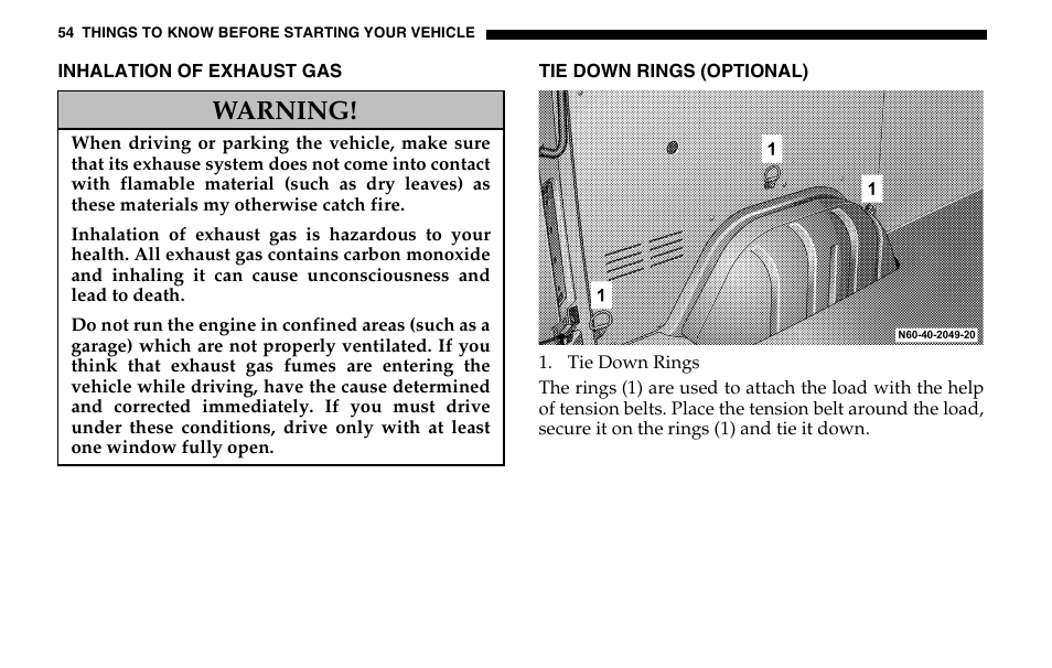 Warning | Dodge 2005 Sprinter Cab & Chassis User Manual | Page 54 / 288