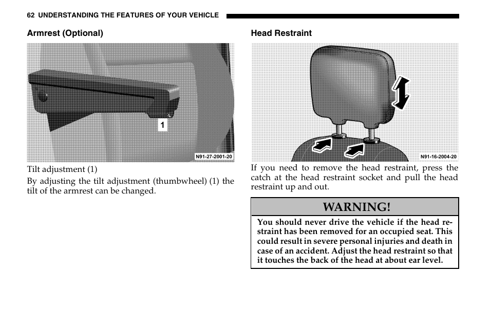 Warning | Dodge 2005 Sprinter Cab & Chassis User Manual | Page 62 / 288