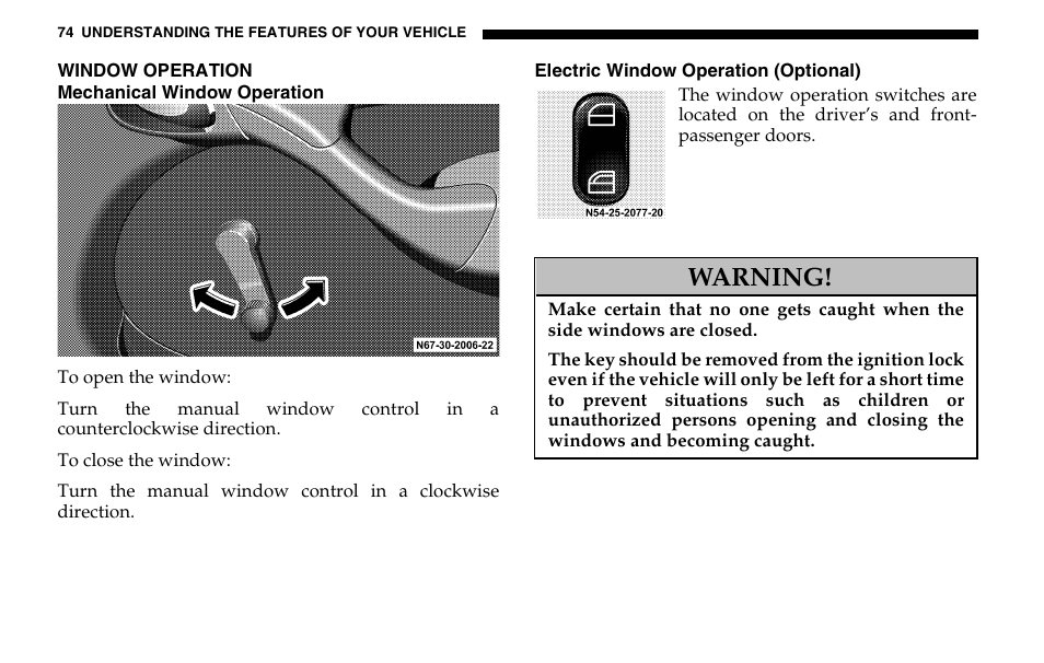 Warning | Dodge 2005 Sprinter Cab & Chassis User Manual | Page 74 / 288