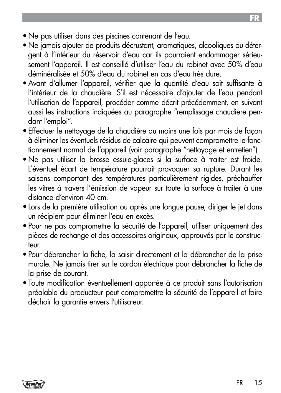 Aquapur Handheld Steam Cleaner User Manual | Page 17 / 48