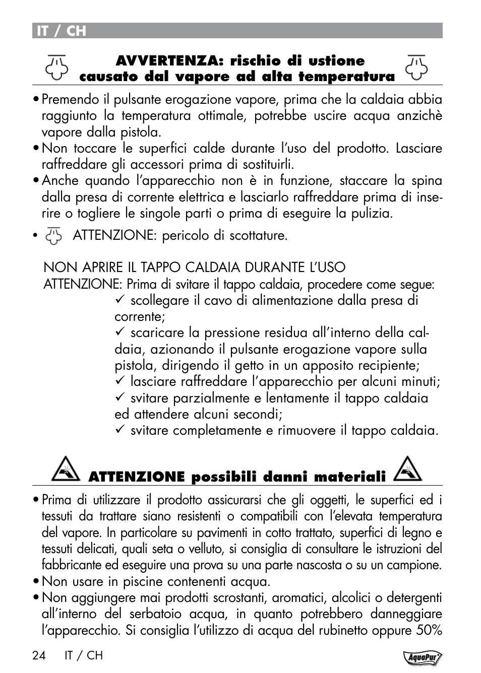 Aquapur Handheld Steam Cleaner User Manual | Page 26 / 48